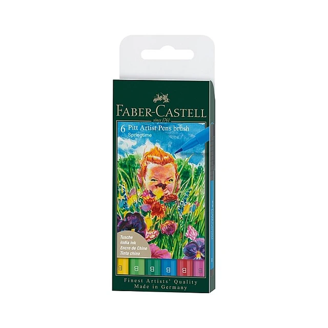 Faber-Castell μαρκαδόροι-πινέλο Pitt Artist, Spring, 6 τμχ