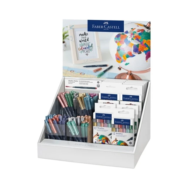 Μαρκαδόροι Faber-Castell, στρογγυλοί, μεταλλικοί, 1,5 mm, 240 τεμάχια σε οθόνη
