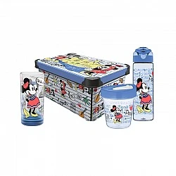 Disney σετ Travel, κουτί αποθήκευσης 5 L, θερμοποτήρι 350 ml, μπουκάλι ταξιδιού 630 ml, γυάλινο ποτήρι 300 ml, μπλε