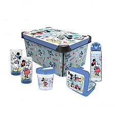 Disney σετ Travel, κουτί αποθήκευσης 10 L, κουτί 1 L, θερμοποτήρι 350 ml, μπουκάλι ταξιδιού 630 ml, 2 γυάλινα ποτήρια 300 ml, μπλε