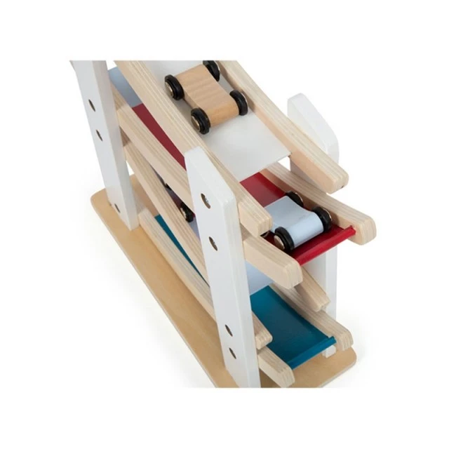 Small Foot ξύλινη πίστα με τέσσερα αυτοκινητάκια, 25 x 10 x 27 cm