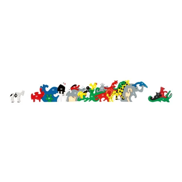 Small Foot ξύλινο παζλ Ζώα με γράμματα και αριθμούς, 26 τεμάχια