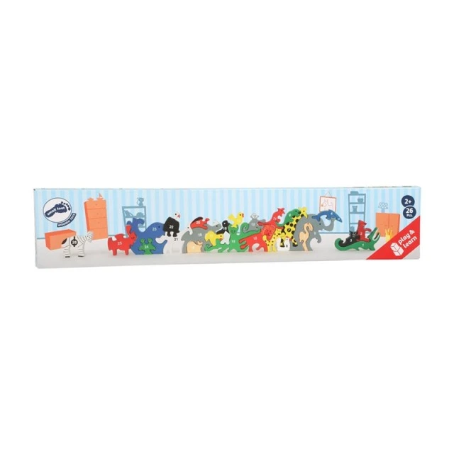 Small Foot ξύλινο παζλ Ζώα με γράμματα και αριθμούς, 26 τεμάχια