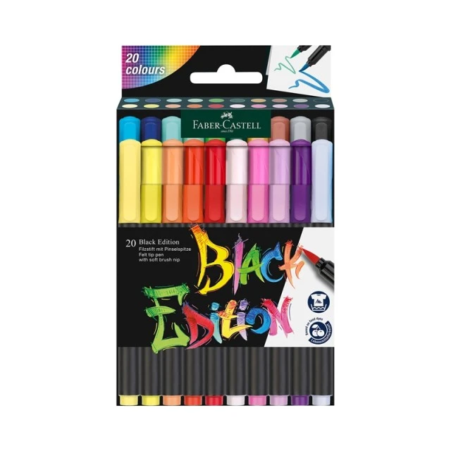 Faber-Castell μαρκαδόροι Black Edition brush, 20 χρώματα