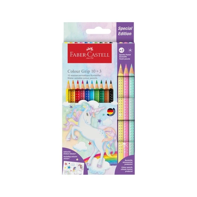 Faber-Castell χρωματιστά μολύβια Grip 2001, 10 στάνταρ και 3 λαμπερά χρώματα