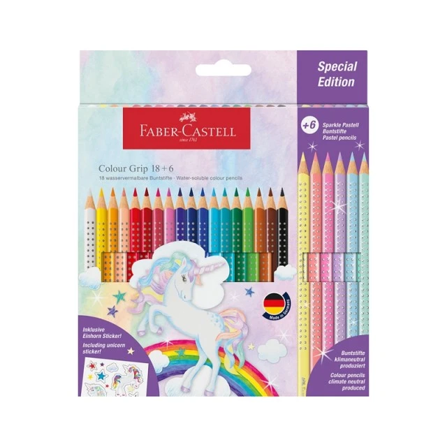 Faber-Castell χρωματιστά μολύβια Grip 2001, 18 στάνταρ και 6 λαμπερά χρώματα