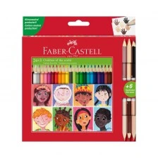 Faber-Castell τριγωνικά χρωματιστά μολύβια, 24 στάνταρ και 3 χρώματα δέρματος