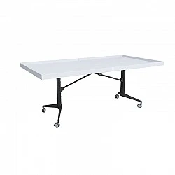 RFG κινητό αναδιπλούμενο τραπέζι Robotika 2000 x 1000 x 740 mm λευκός πάγκος μαύρο μέταλλο