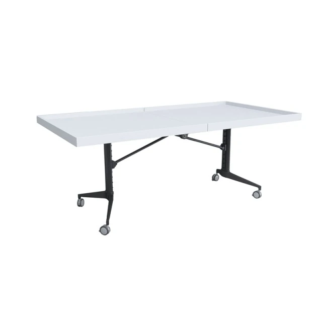 RFG κινητό αναδιπλούμενο τραπέζι Robotika 2000 x 1000 x 740 mm λευκός πάγκος μαύρο μέταλλο