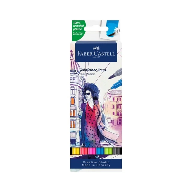 Faber-Castell μαρκαδόροι Goldfaber A.Dual, 6 χρώματα