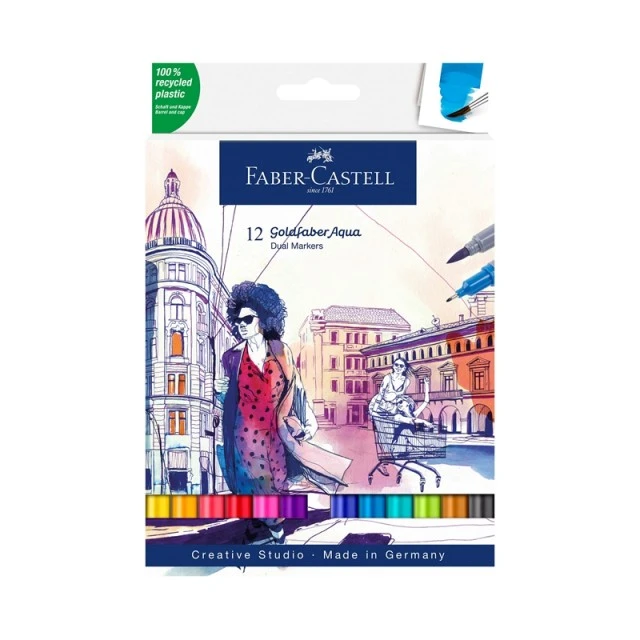 Faber-Castell μαρκαδόροι Goldfaber A.Dual, 12 χρώματα