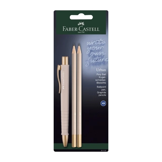 Faber-Castell στυλό Poly Ball Urban με 2 ροζ μολύβια