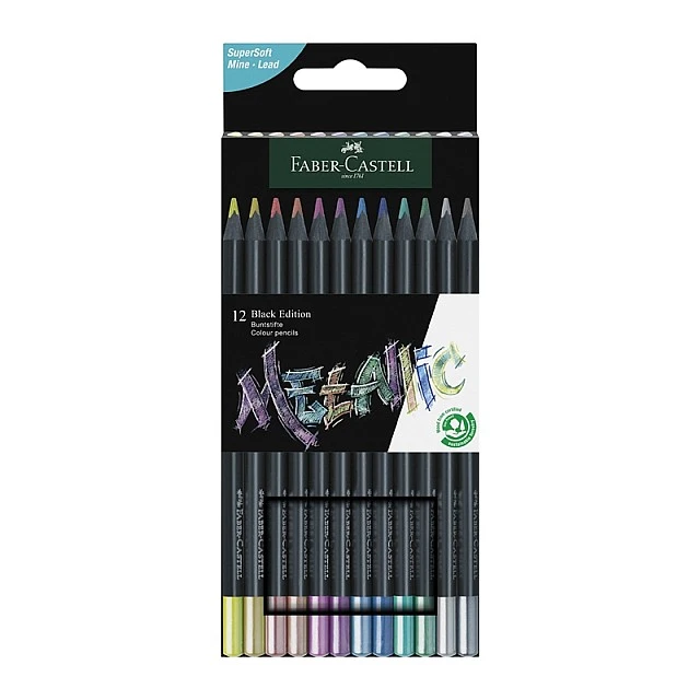 Faber-Castell μολύβια Black Edition Metallic, 12 χρώματα