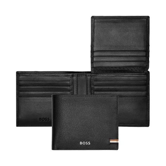 Hugo Boss πορτοφόλι Iconic με καπάκι, μαύρο