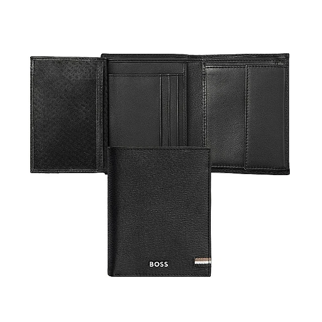 Hugo Boss πορτοφόλι Iconic κάθετο με καπάκι, μαύρο