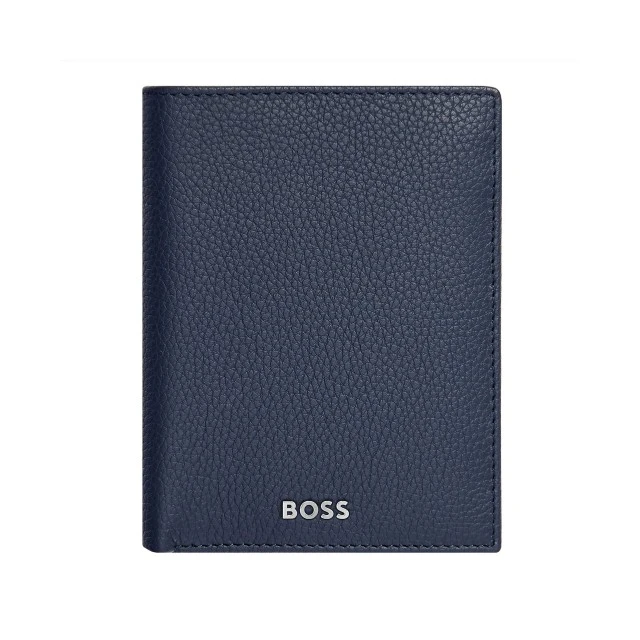 Hugo Boss πορτοφόλι Classic Grained κάθετο με καπάκι, σκούρο μπλε