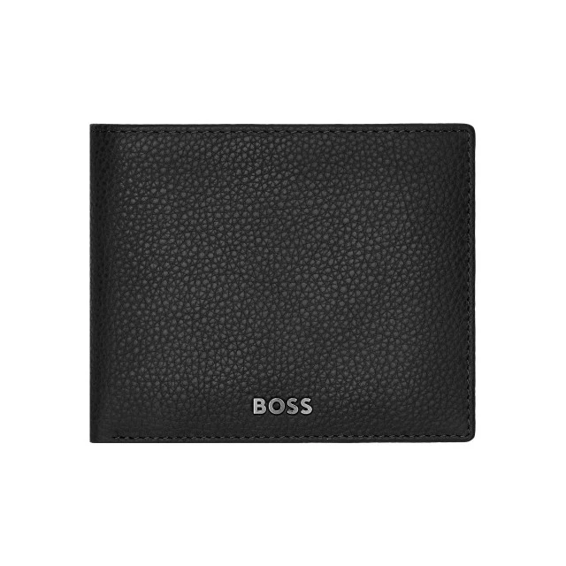 Hugo Boss πορτοφόλι Classic Grained με καπάκι και θήκη για κέρματα, μαύρο