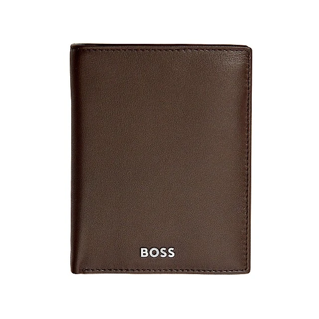 Hugo Boss πορτοφόλι Classic Smooth κάθετο με καπάκι, καφέ