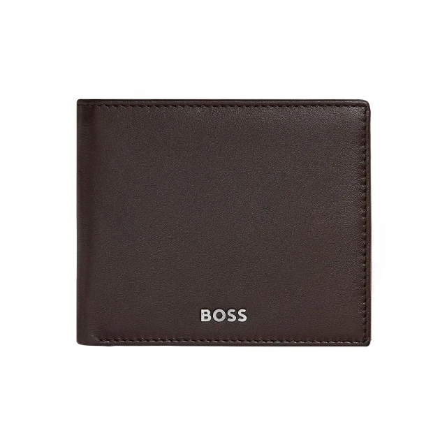 Hugo Boss πορτοφόλι Classic Smooth με καπάκι και θήκη για κέρματα, καφέ