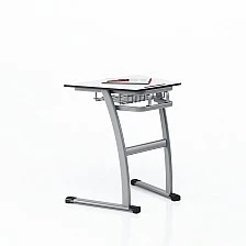 RFG μαθητικό θρανίο Fila μονό τραπεζοειδές 700 x 500 x 750 mm λευκός πάγκος γκρι μέταλλο