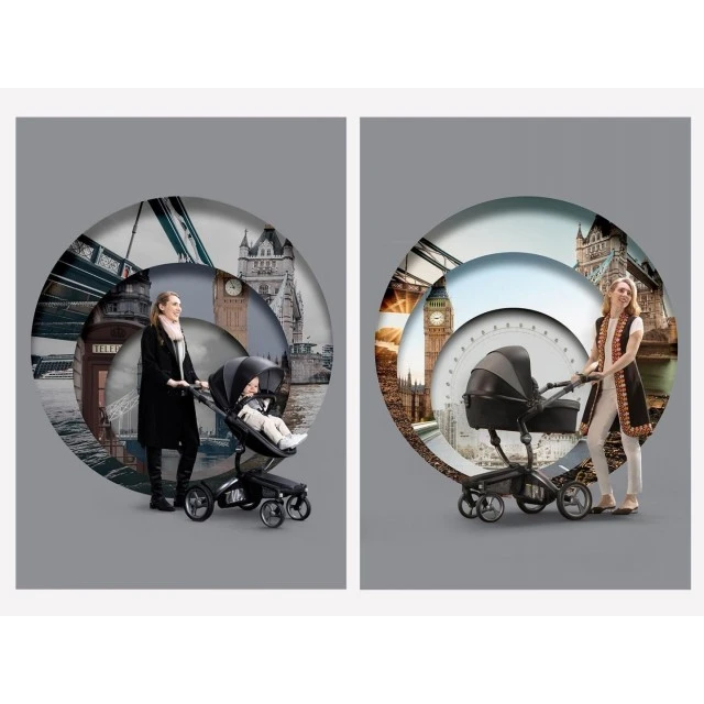 Συνδυασμένο καρότσι μωρού Mima Xari 2in1 - London black Limited