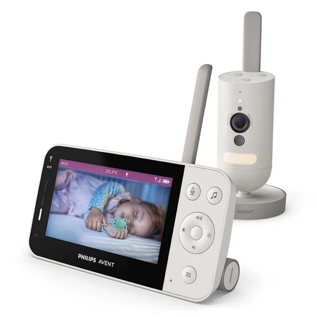 Ψηφιακή οθόνη βίντεο Philips Avent SCD953/26 με κάμερα Full HD με νυχτερινή όραση, ευρυγώνιο φακό 120°, έγχρωμη οθόνη LCD 4,3 ιντσών, σύνδεση με εφαρμογή για κινητά