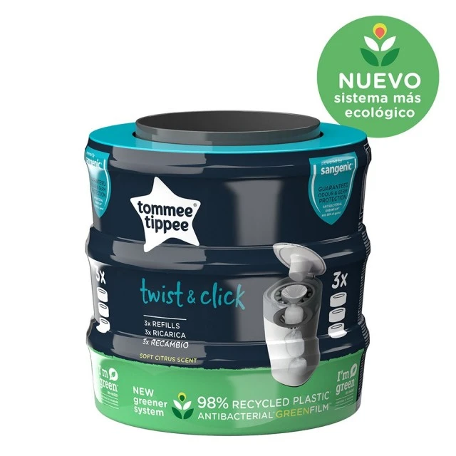Ανταλλακτικό φυσίγγιο Tommee Tippee για καλάθι υγιεινής Twist&Click, σετ 3 τεμ.