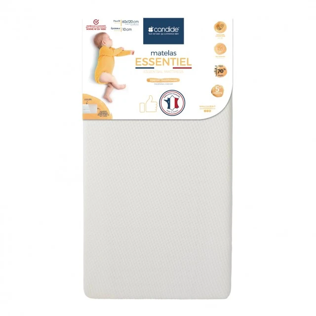Καθολικό αναπνέον στρώμα για κρεβάτι 60 x 120 cm (πάχος 10 cm) Candide