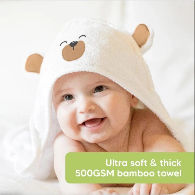 Βρεφική πετσέτα με κουκούλα KeaBabies Organic Bamboo Brown Bear