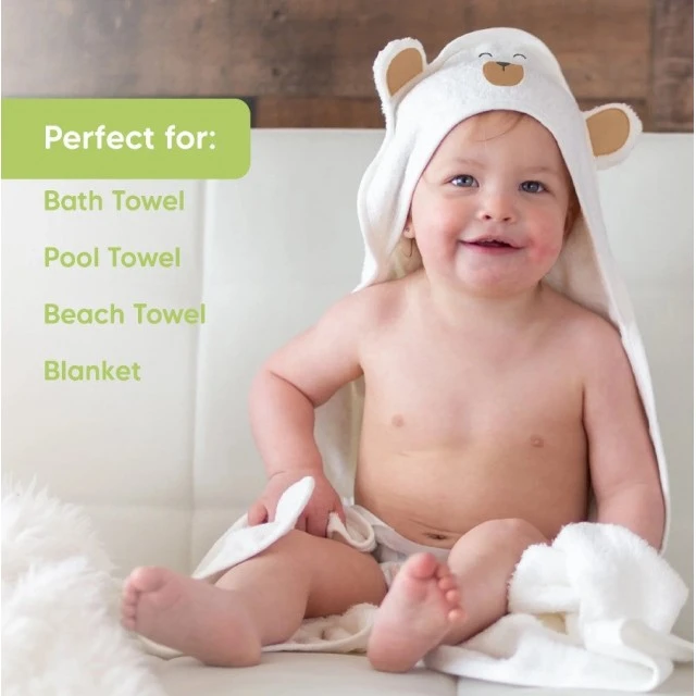 Βρεφική πετσέτα με κουκούλα KeaBabies Organic Bamboo Brown Bear