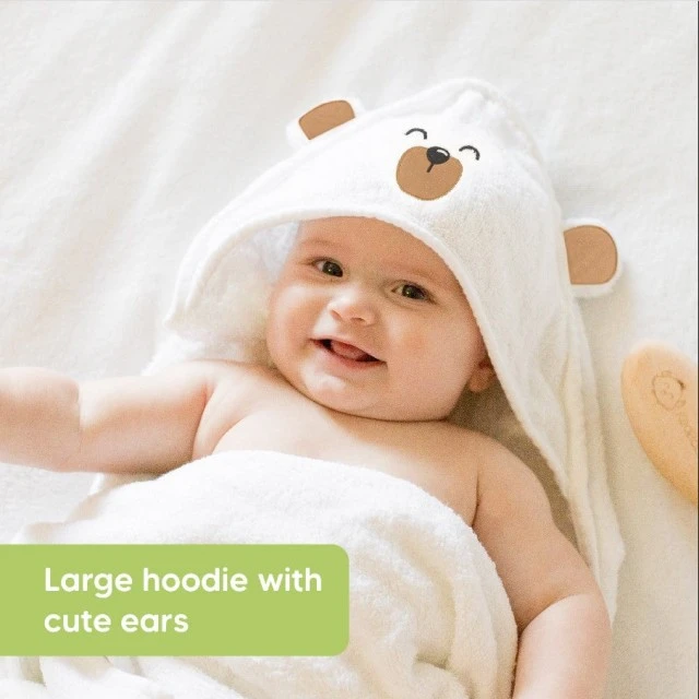 Βρεφική πετσέτα με κουκούλα KeaBabies Organic Bamboo Brown Bear