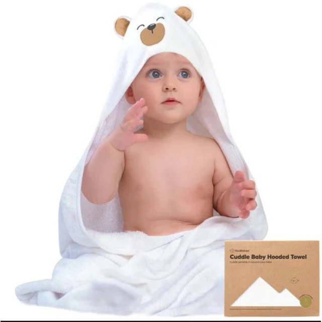 Βρεφική πετσέτα με κουκούλα KeaBabies Organic Bamboo Brown Bear