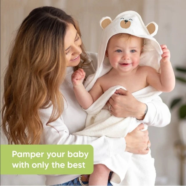 Βρεφική πετσέτα με κουκούλα KeaBabies Organic Bamboo Brown Bear