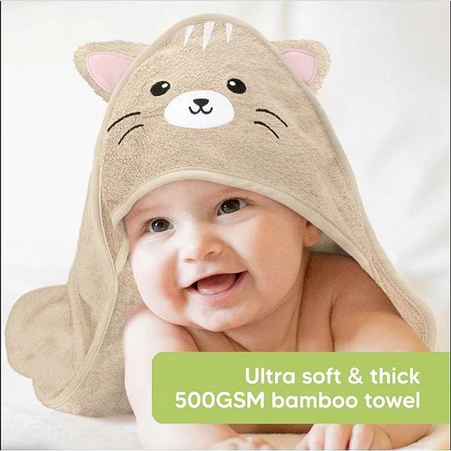 Πετσέτα μωρού με κουκούλα KeaBabies Organic Bamboo Cat