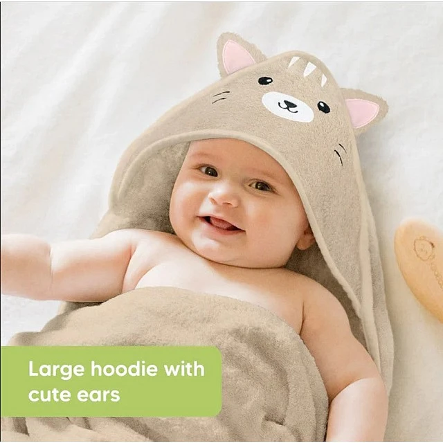 Πετσέτα μωρού με κουκούλα KeaBabies Organic Bamboo Cat