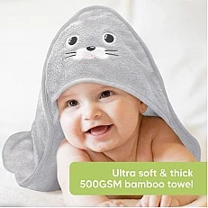 Βρεφική πετσέτα με κουκούλα KeaBabies Organic Bamboo Seal