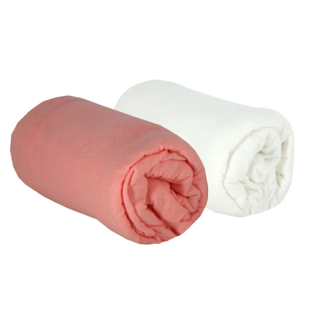 Σεντόνια 2 Τεμάχια 60X120Cm 100% Βαμβάκι Λευκό/Τερακότα Babycalin