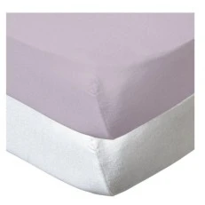 Σεντόνια 2 τεμάχια 60X120εκ. 100% βαμβάκι Λευκό/Μωβ Babycalin