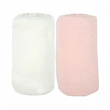 Σεντόνια 2 Τεμάχια 60Χ120Cm 100% Βαμβάκι Λευκό/Ροζ Babycalin