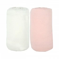 Σεντόνια 2 Τεμάχια 60Χ120Cm 100% Βαμβάκι Λευκό/Ροζ Babycalin