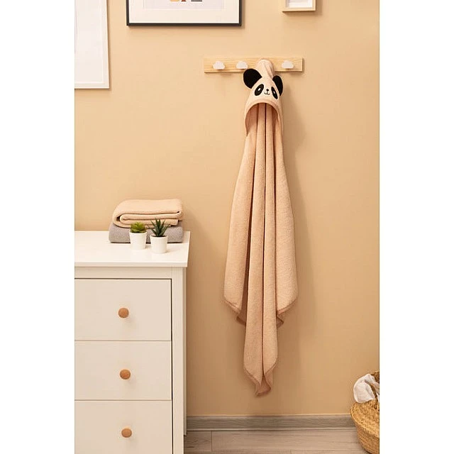 Πετσέτα μπάνιου Panda 90x90cm Μπεζ 100% Βαμβάκι