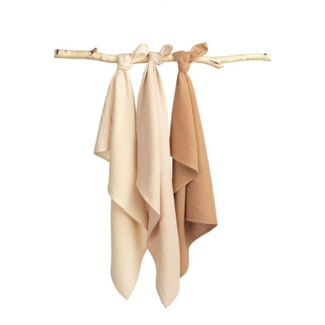 Πάνες Muslin Ολόκληρες Καφέ 3 Τεμαχίων 60x80cm