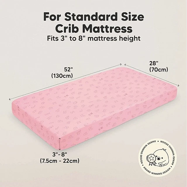 Σεντόνια από οργανικό βαμβάκι 2 τεμάχια 60x120cm Pink Abc Kea Babies
