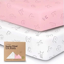 Σεντόνια από οργανικό βαμβάκι 2 τεμάχια 60x120cm Pink Abc Kea Babies