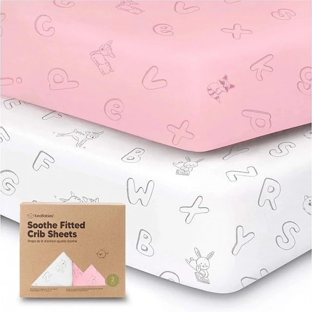 Σεντόνια από οργανικό βαμβάκι 2 τεμάχια 60x120cm Pink Abc Kea Babies