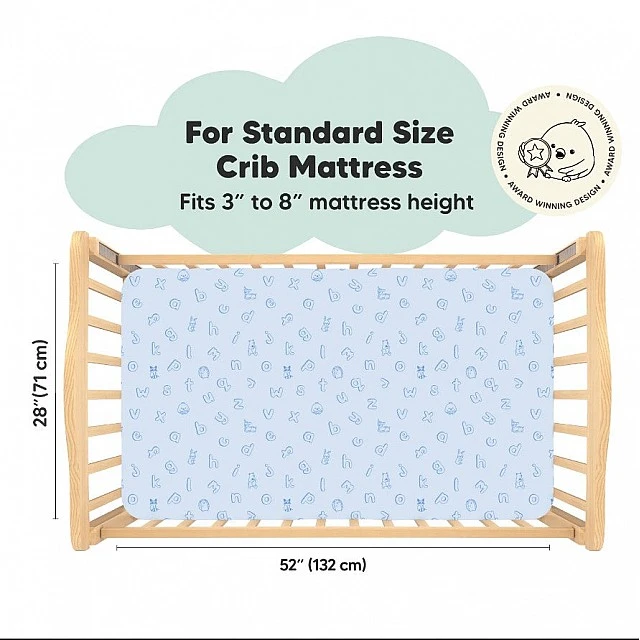 Σεντόνια από οργανικό βαμβάκι 2 τεμάχια 60x120cm Blue Abc Kea Babies
