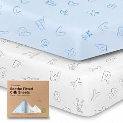 Σεντόνια από οργανικό βαμβάκι 2 τεμάχια 60x120cm Blue Abc Kea Babies