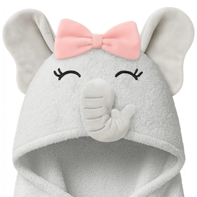 Πετσέτα μωρού με κουκούλα από 100% βαμβάκι Elephant Keababies