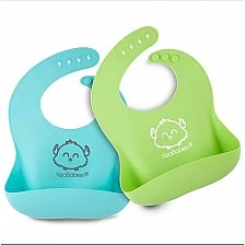 Σαλιάρες σιλικόνης 2 τεμάχια Μπλε/Πράσινο Kea Babies