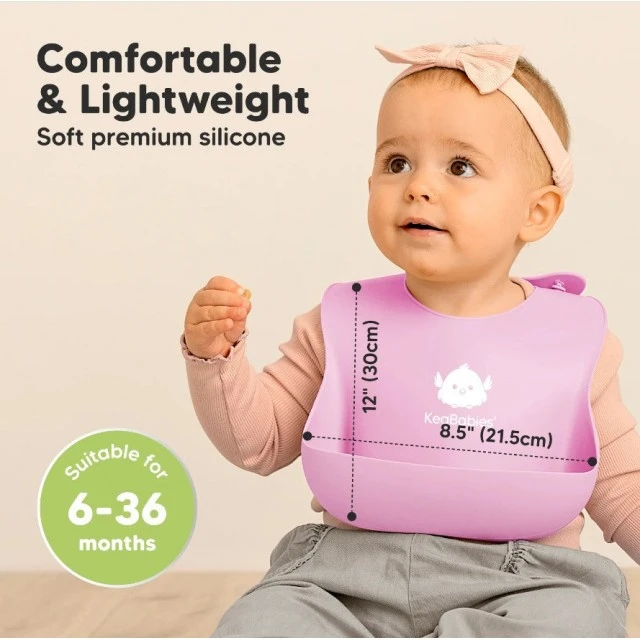 Σαλιάρες σιλικόνης 2 τεμάχια Ροζ/Μωβ Kea Babies